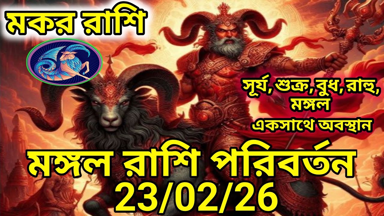 মকর রাশি মঙ্গল রাশি পরিবর্তন 23/02/26।। পাঁচটি গ্রহ একসাথে অবস্থান ।।কোনদিকে লাভ কোন দিকে সাবধান।।