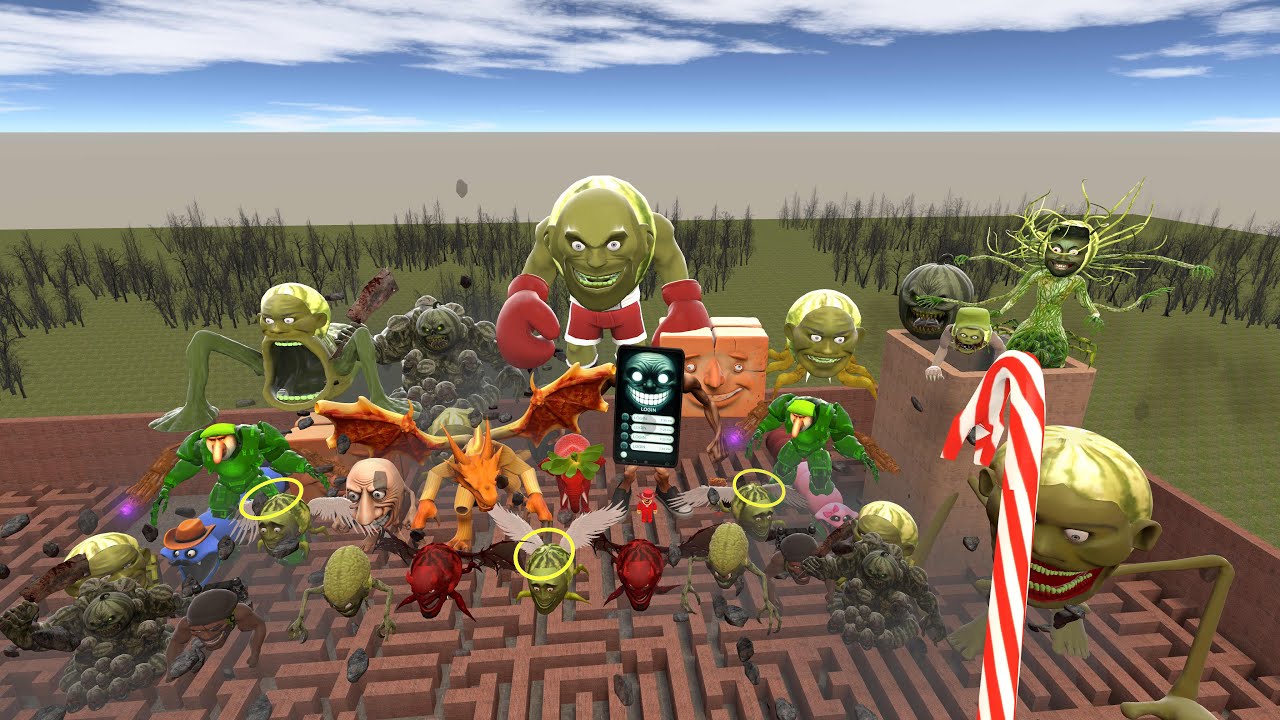 Italian Brainrots Vs Scp 096 Vs lin gang melon in Garry's Mod