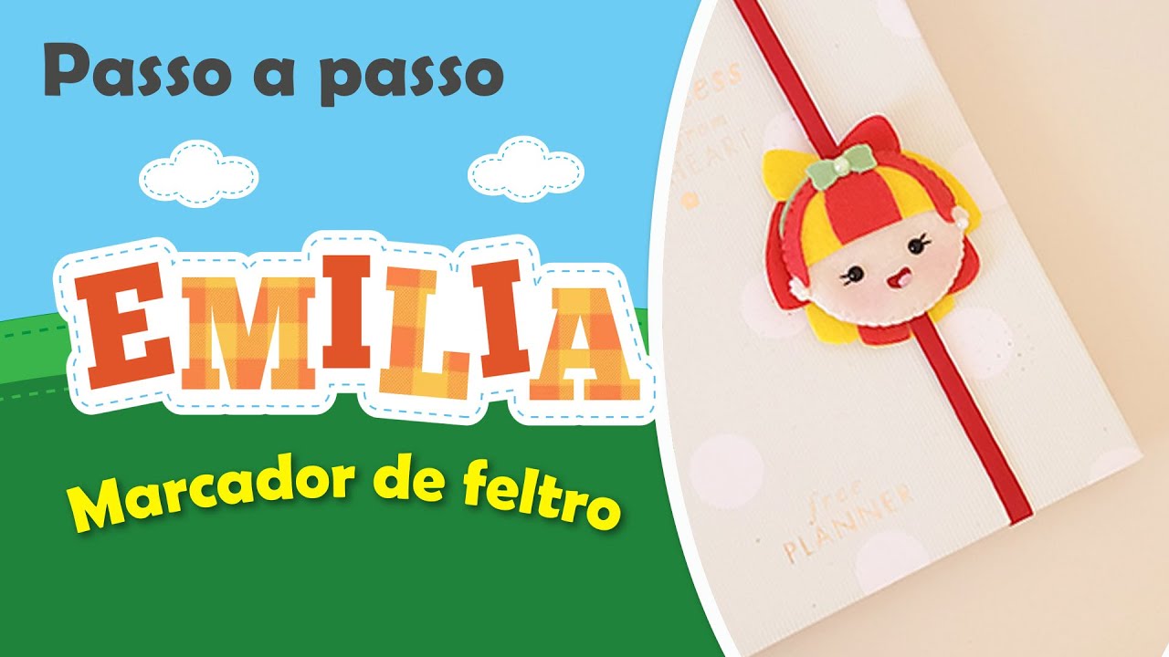 Lembrancinha de feltro - Como fazer marcador de páginas com elástico da Emilia do Sitio do Pica Pau