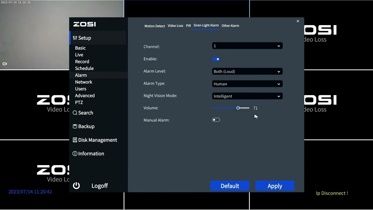 How to Set the Camera's Night Vision Mode in the System