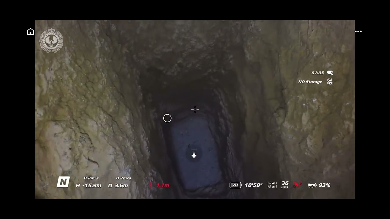 Drone footage of search of mines