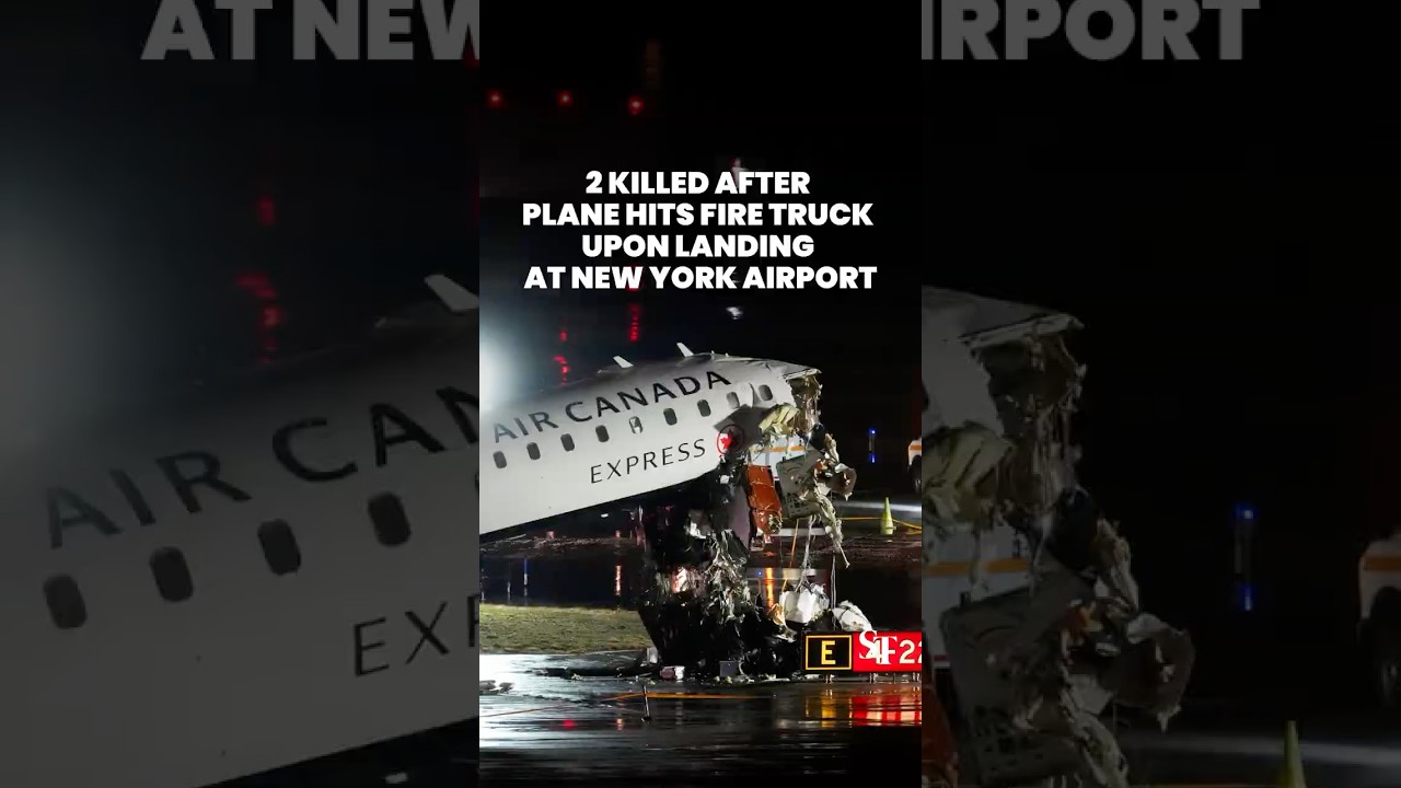 Air Canada Express plane collides with fire truck while landing at New York&rsquo;s LaGuardia airport