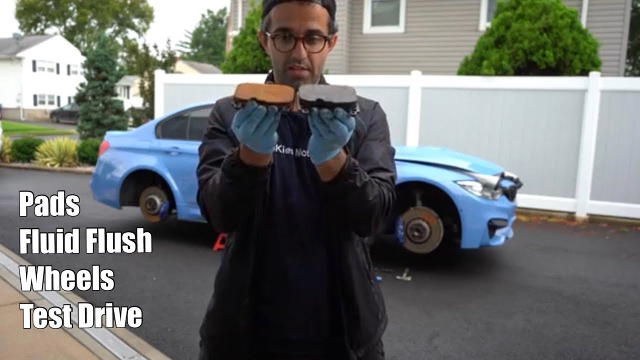 V57: Подготовка моего BMW M3 F80 к очередному трек-дню — замена тормозных колодок и накачивание т...