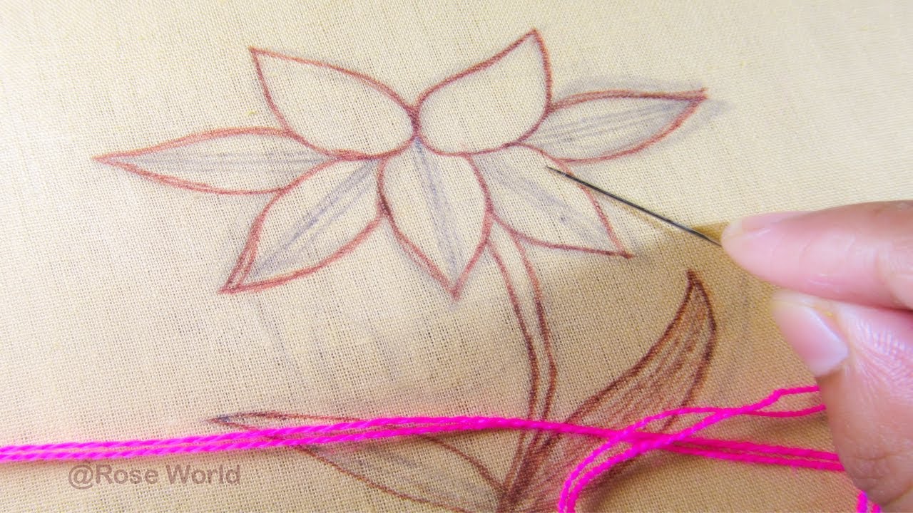 hand embroidery fancy flower design, modern easy stitch flower embroidery