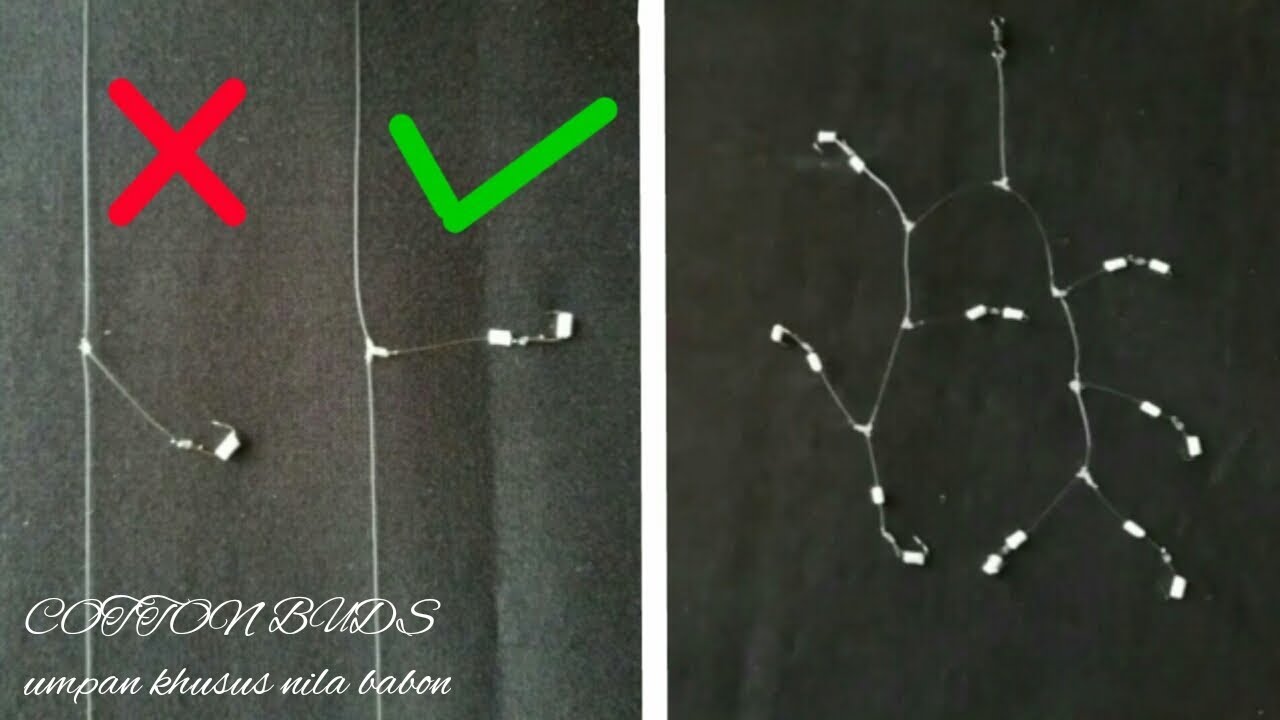 Cara Buat Rangkaian Pancing RAWE ||  COTTON BUDS Umpan Khusus Nila Babon