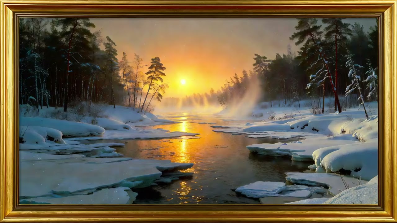 Snowy Sunset for TV | 2 Hours Screensaver | Free Gallery of Framed Art for Samsung the Frame 4K