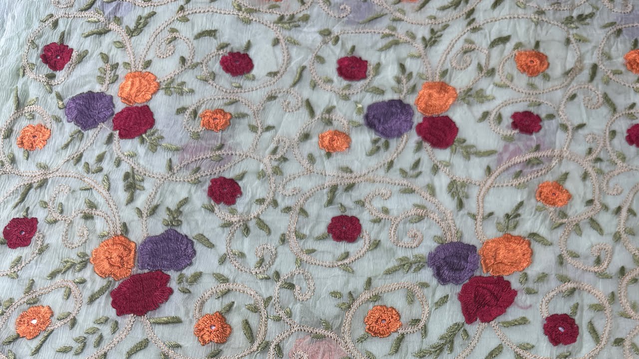 Pure chiffon resham work 2pc 03053771155