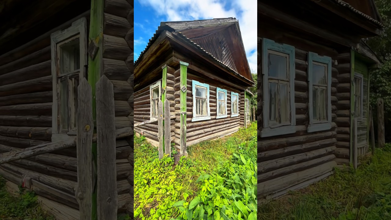 Вот такие крепкие дома стоят заброшенные в этой деревне🏡 люди бросают их из-за отсутствия дороги!