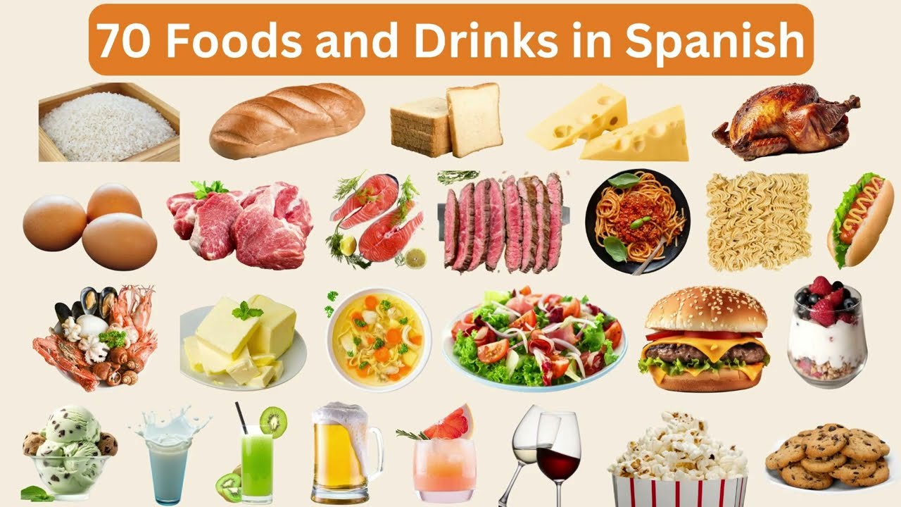 70 Foods and Drinks in Spanish - Spanish vocabulary | Spanish for Beginners