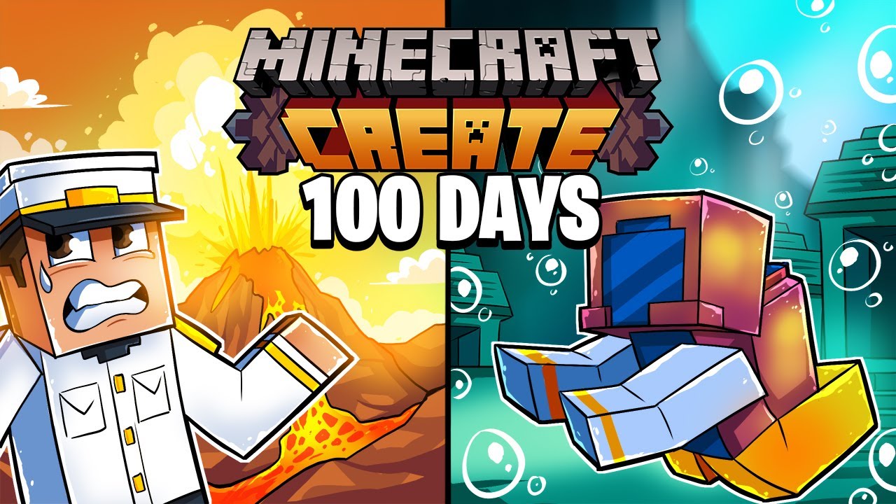 I Survived 100 Days on a SINKING VOLCANIC ISLAND with Create Mod in Hardcode Minecraft