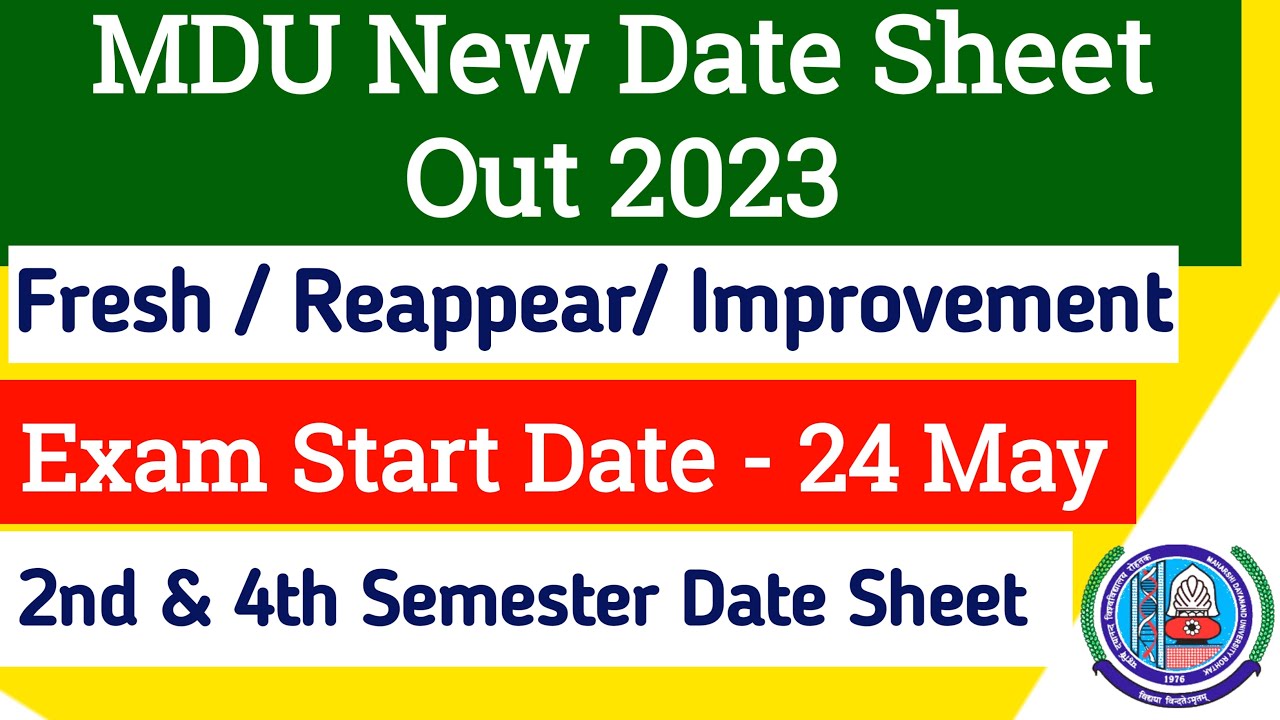 Mdu 4th Semester Date Sheet Out 2023 | Mdu Exam Date sheet 2023 | Mdu bsc 2nd Semester Date Sheet