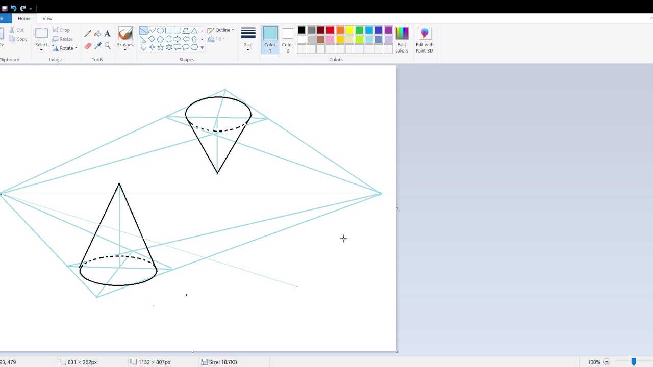 How to draw a cone in 2 point