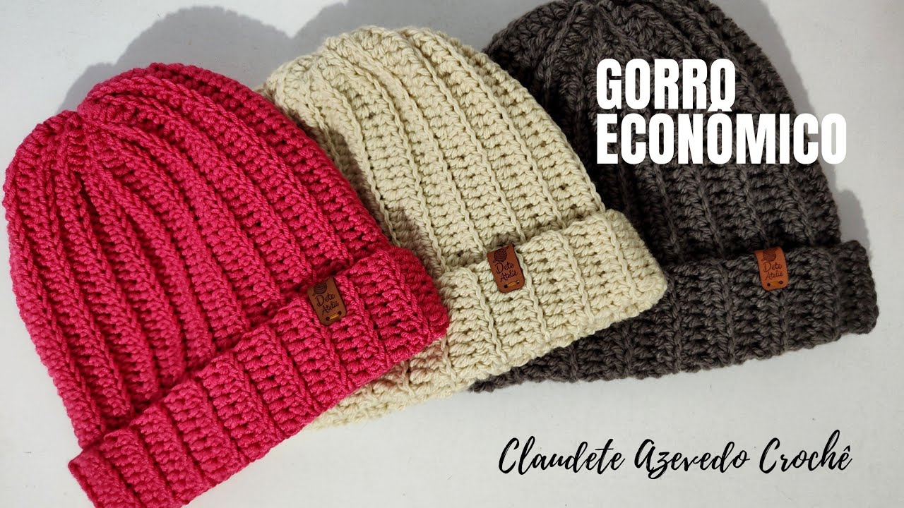 Gorro em crochê rápido e econômico, passo a passo