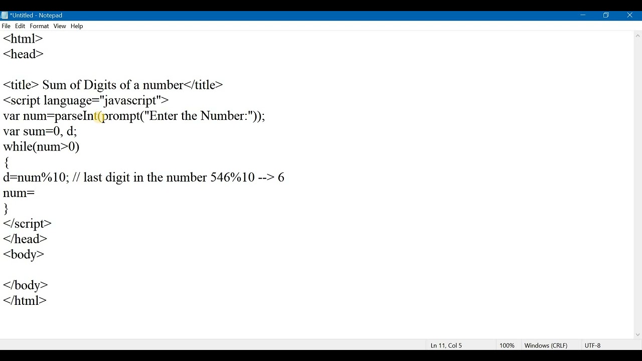 Sum of Digits of a number using javascript