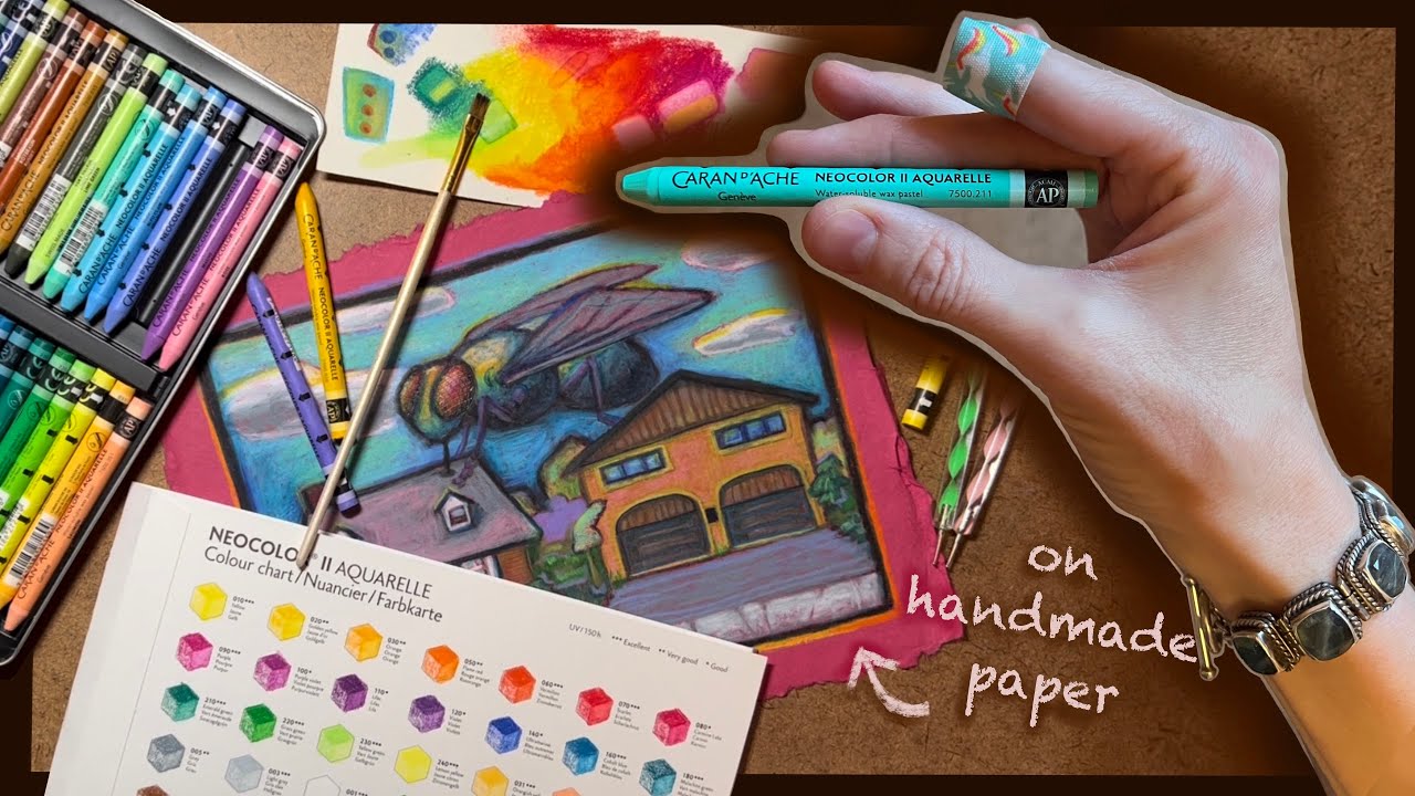 Caran d’Ache neocolor 2, water soluble pastels.👽 First impressions and demo