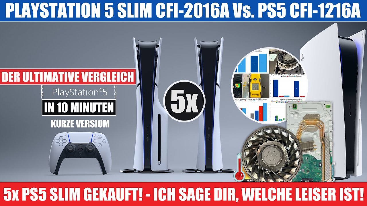 PlayStation 5 Slim Vs. PlayStation 5 Konsolen Vergleich ( CFI-2016A ) PS5 Slim Vs. PS5 ( CFI-1216A )