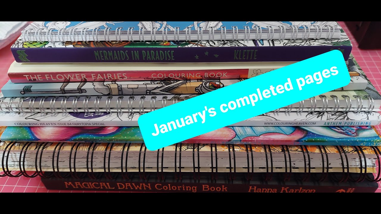 January 2022 completed colouring book pages - Adult Colouring