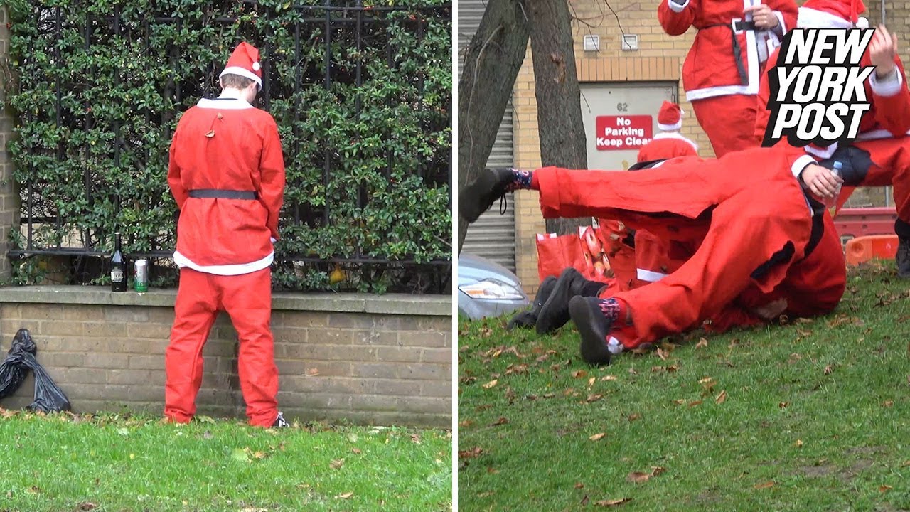 London's SantaCon has drunk Bad Santas brawling and peeing in public | New York Post