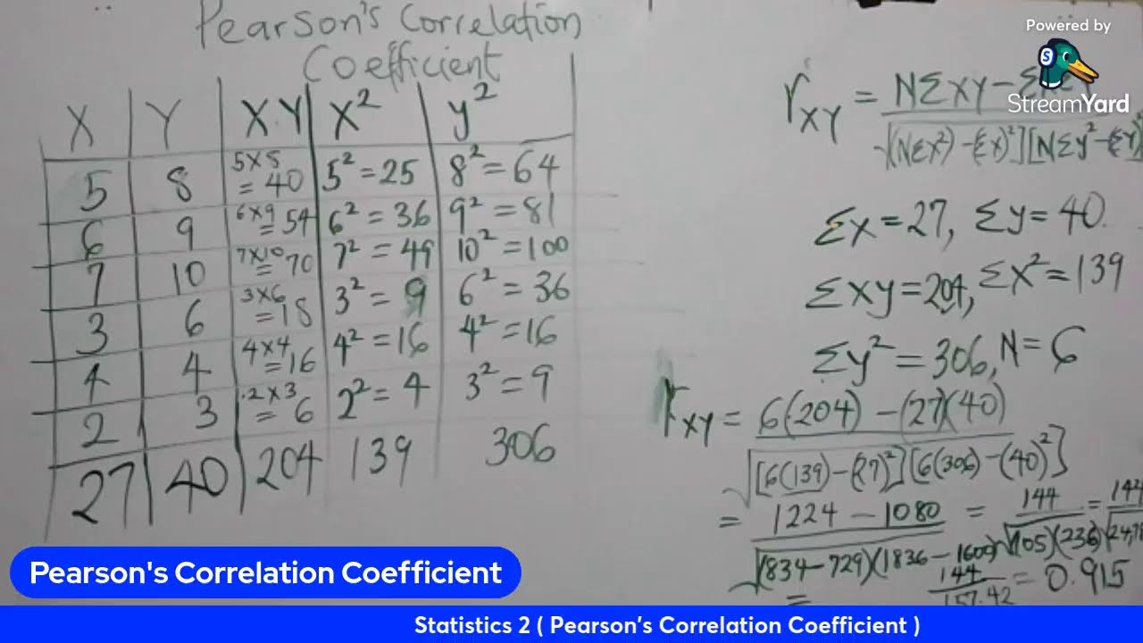 Statistics 2 ( Pearson's Correlation Coefficient )