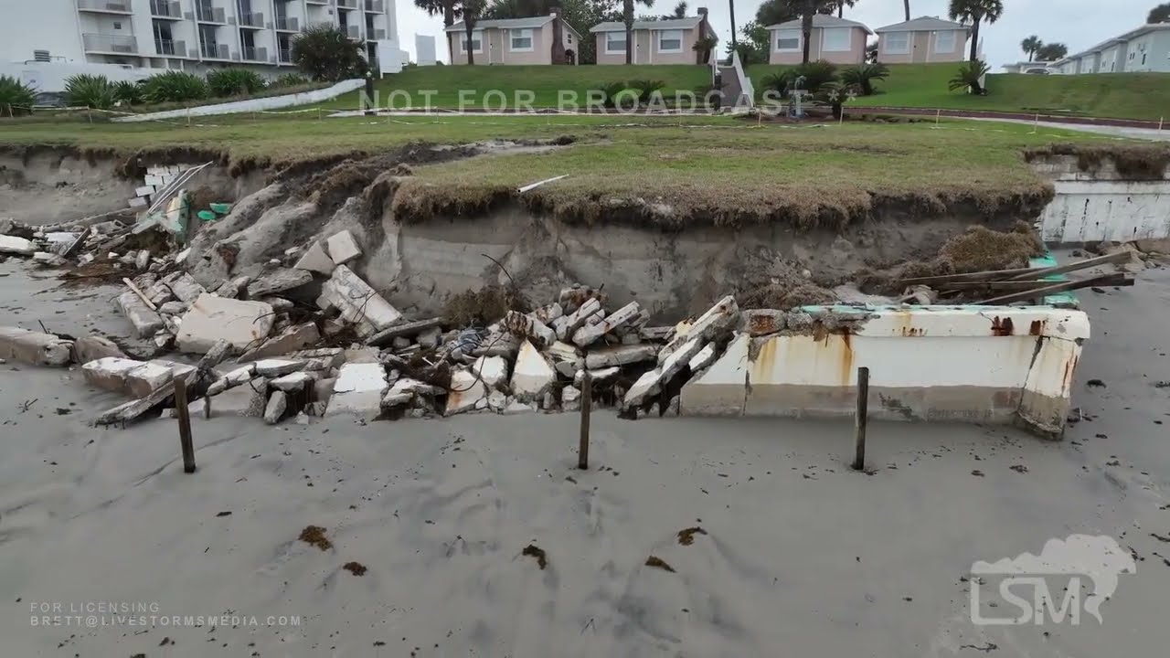 11-08-2022 Daytona Beach Shores, FL - Nicole Waves - Drone Damage from Ian - No Seawall Left