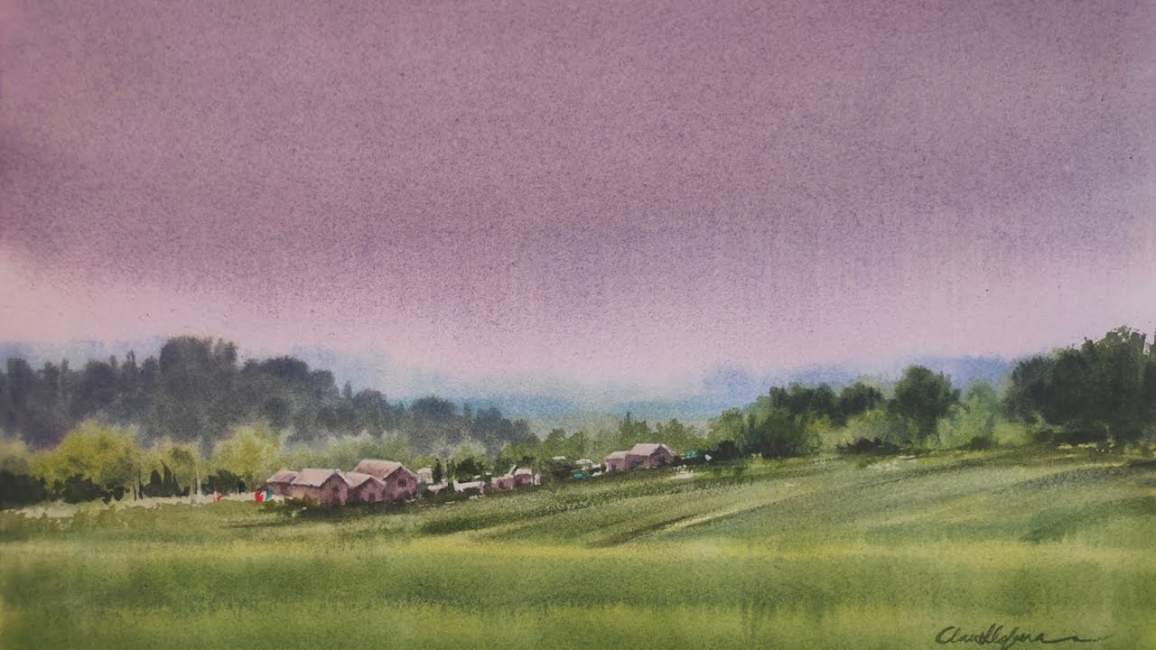 Cómo pintar degradados y difuminados suaves | PAISAJE EN ACUARELA