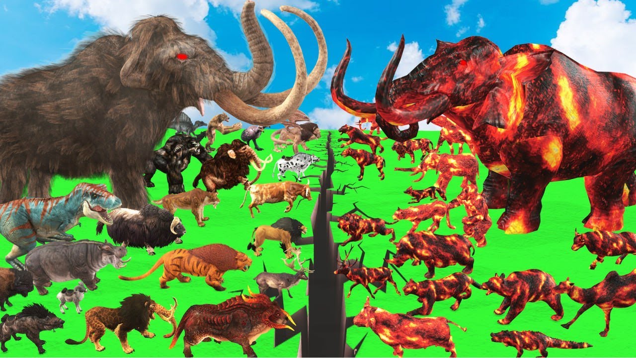 Prehistoric Mammals vs Lava Mammals Size Comparison Animal Epic Battle Woolly Mammoth vs Lava Mammot