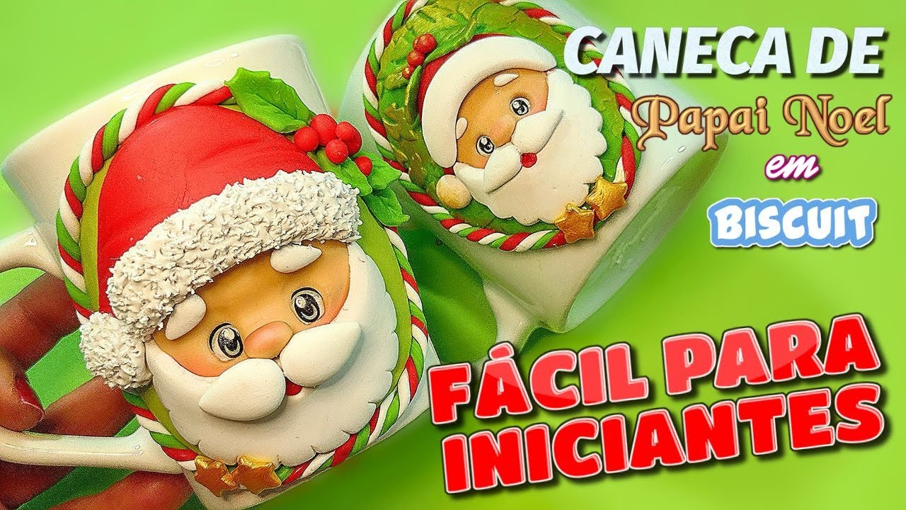 SIMPLIFICADA! FAÇA SUA CANECA NATALINA EM BISCUIT DE MANEIRA FÁCIL.