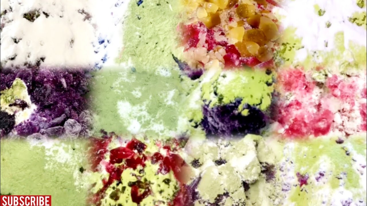 REQUESTED VIDEO | ASMR QIAN RECENT & OLD MIX COLORFUL ICE EATING WITH MATCHA & MILK POWDER