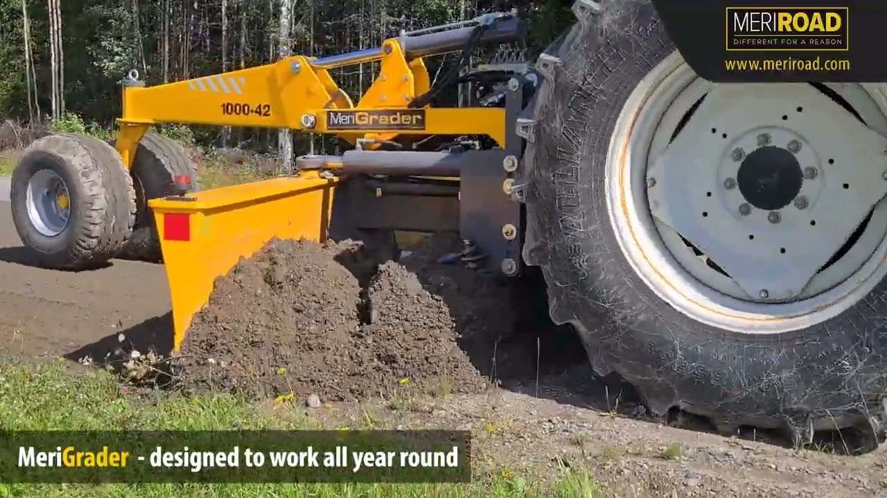 MeriGrader – Compact Tractor Lift-Arm Mounted Road Grader for All-Season Use