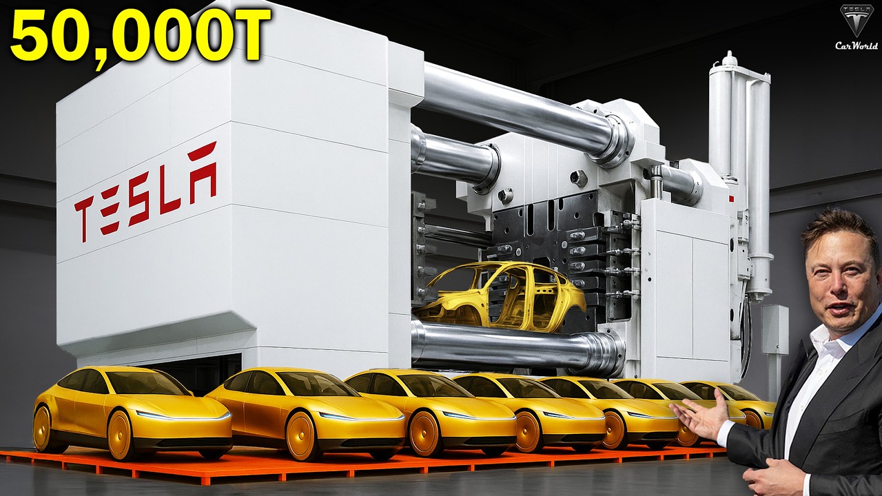 Elon Musk Reveals Mind-Blowing GIGA PRESS 50.000T Roll Out 5 Tesla Next Gen Car in ONE Go!
