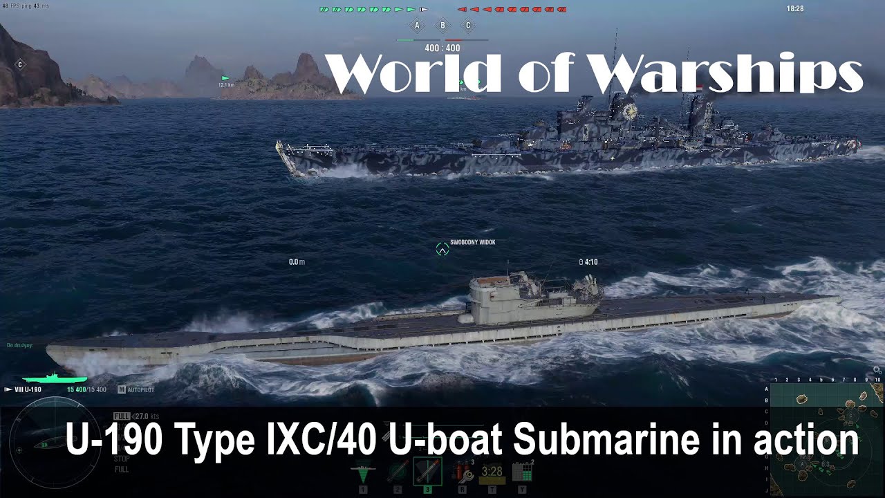 U-190 Type IXC/40 U-boat  Submarine in action -  World of Warships