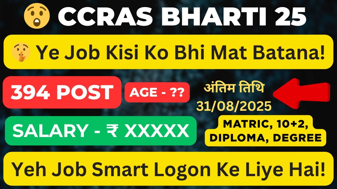 CCRAS Recruitment 2025 | CCRAS Vacancy 2025 | CCRAS Hiring 2025 | CCRAS Notification 2025