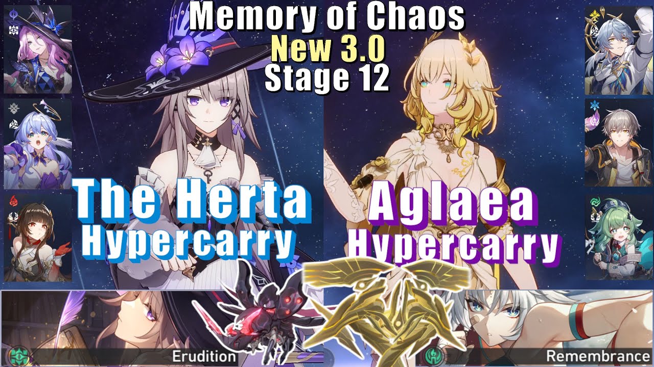 New 3.0 Memory of Chaos 12 | E0S1 The Herta Hyper & E0S0 Aglaea Hyper 3 Stars | Honkai: Star Rail