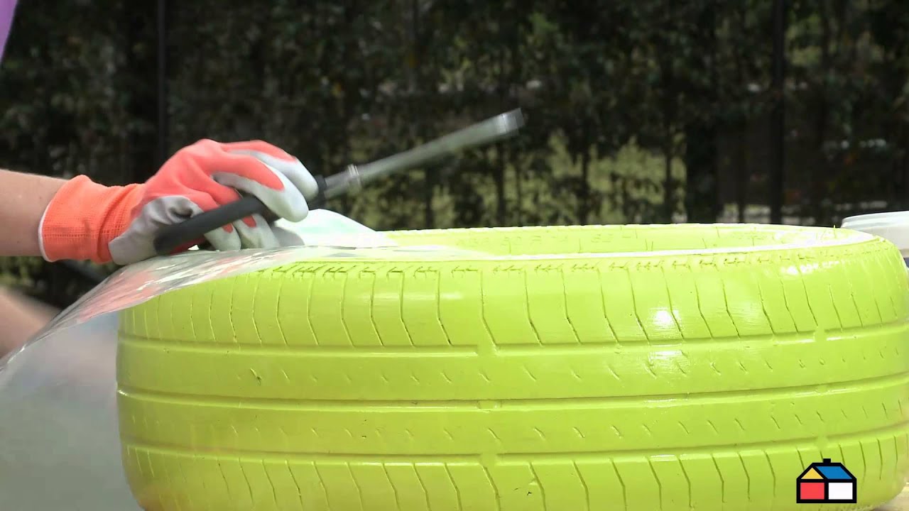Jardín con llantas recicladas