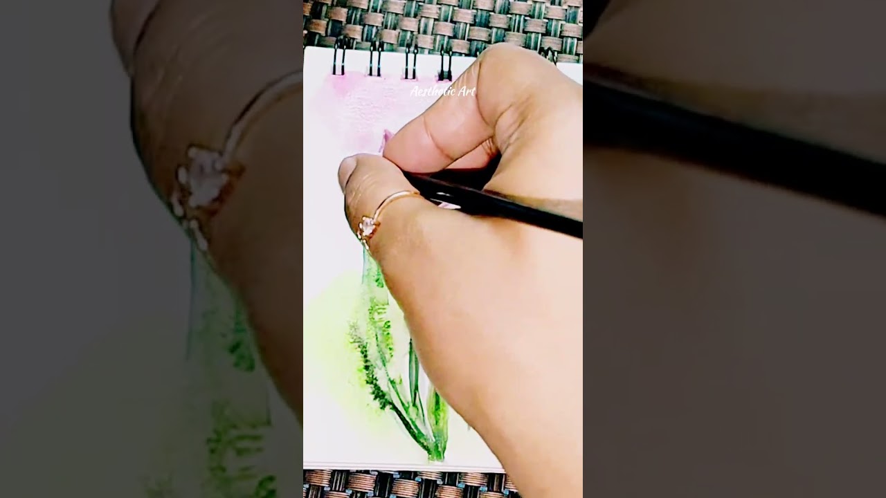 Watercolor pink 🩷 Tulip 🌷✨💫 painting ideas for beginners step by step||Aesthetic Art 
