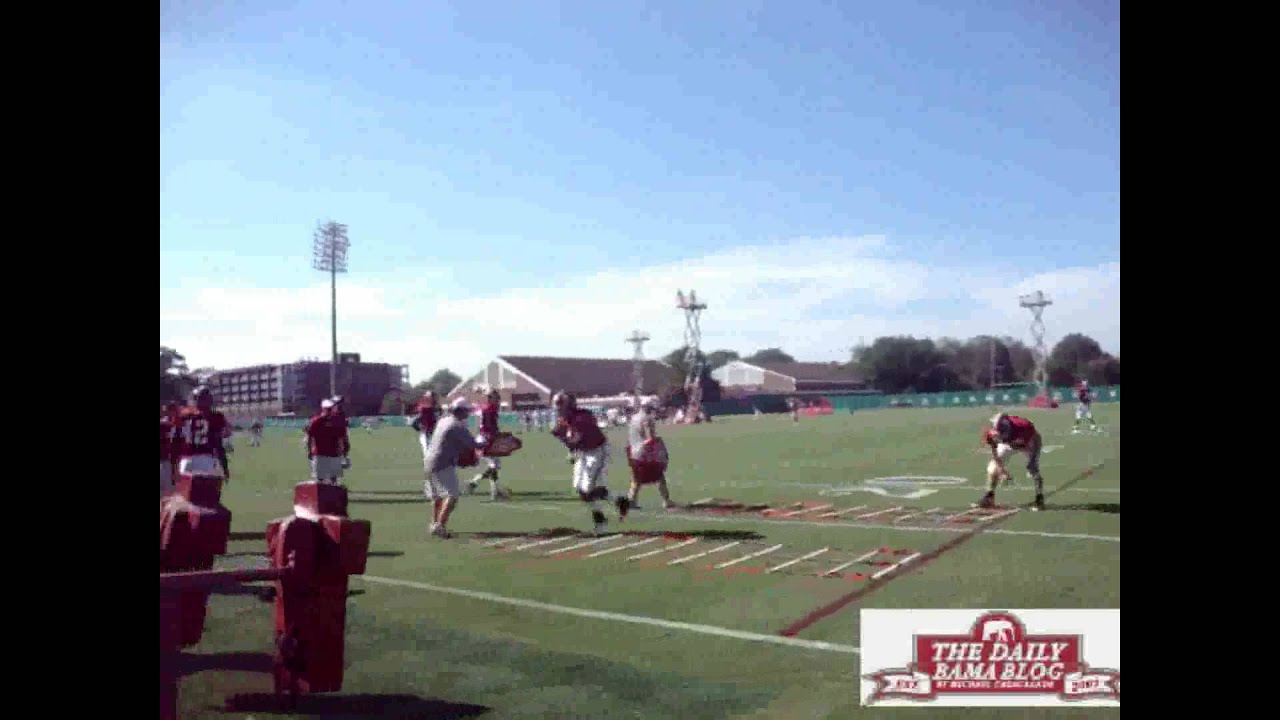 Alabama linebackers work with coach Sal Sunseri