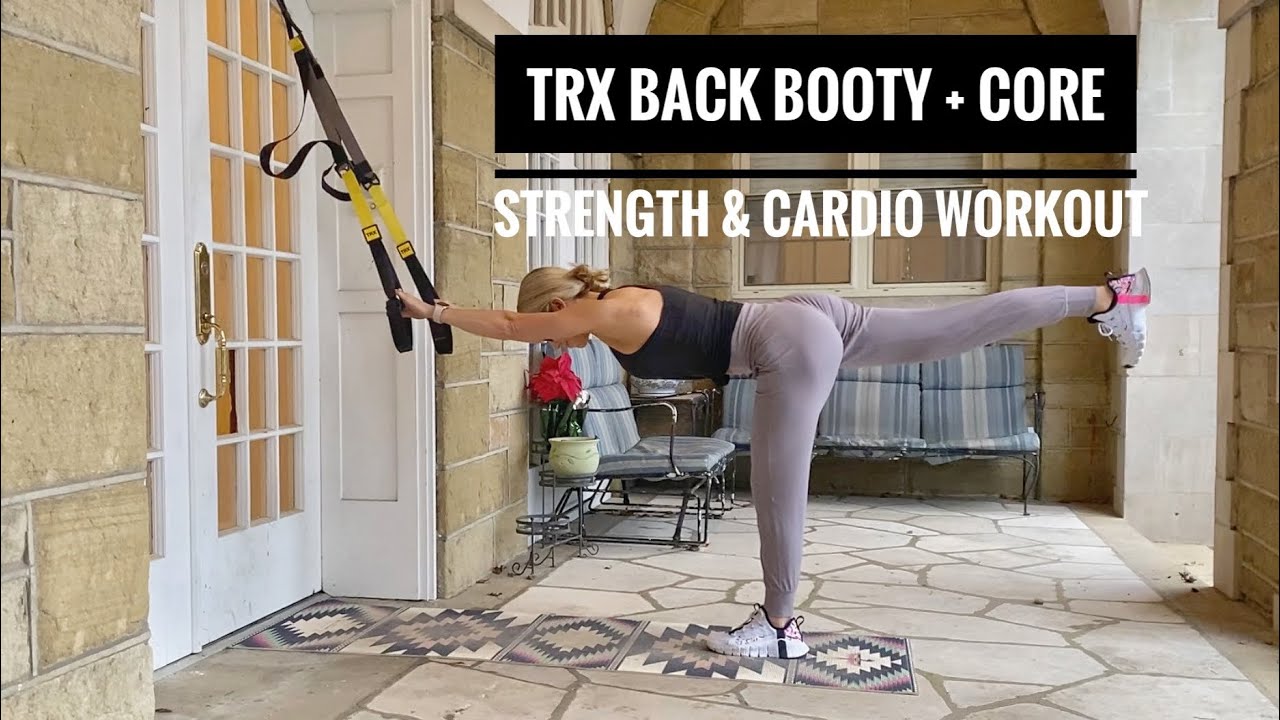 45 Minute TRX Back Booty + Core Strength & Cardio Workout | Suspension Training At-Home