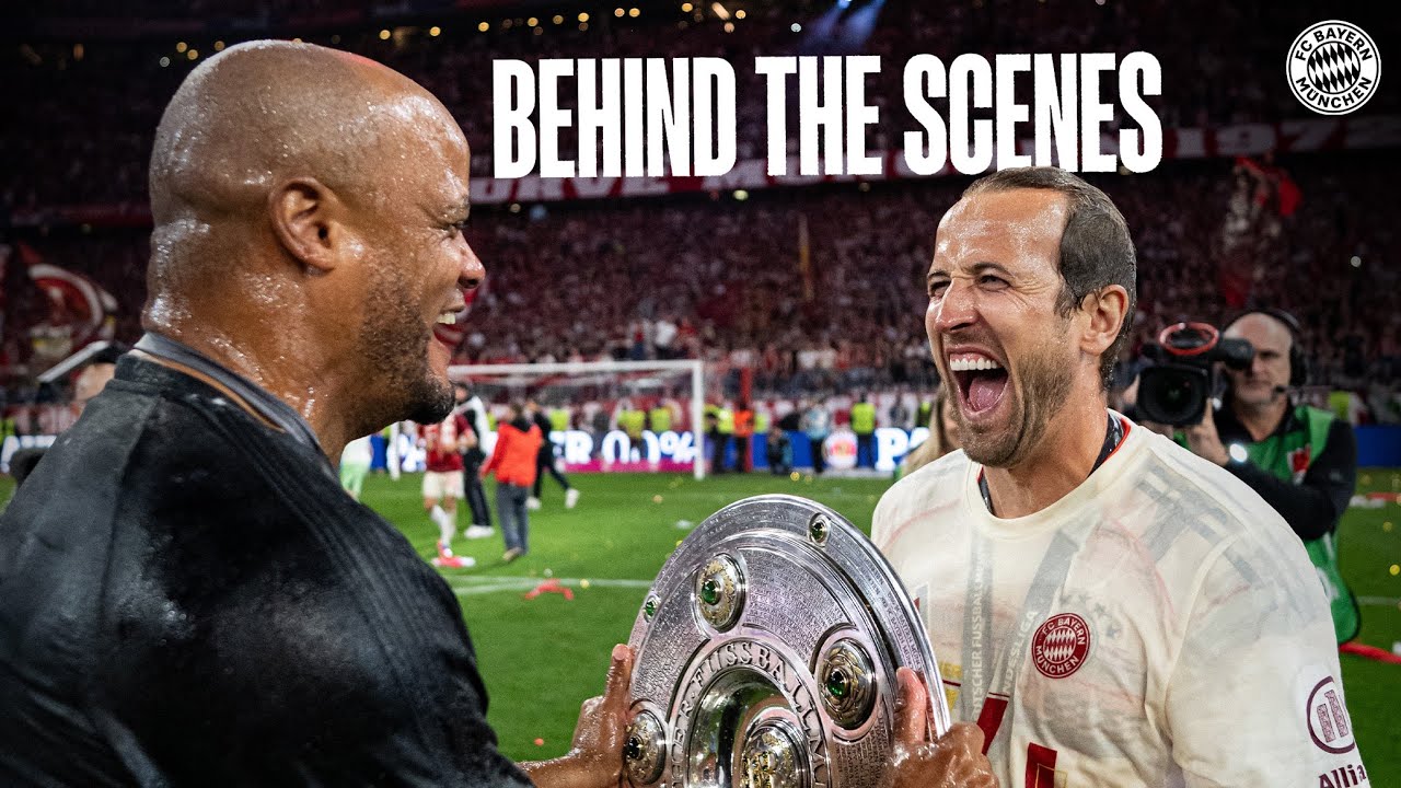 First beer showers for Kane, Olise & Co. 🍺🚿 | FC Bayern title celebrations Behind The Scenes
