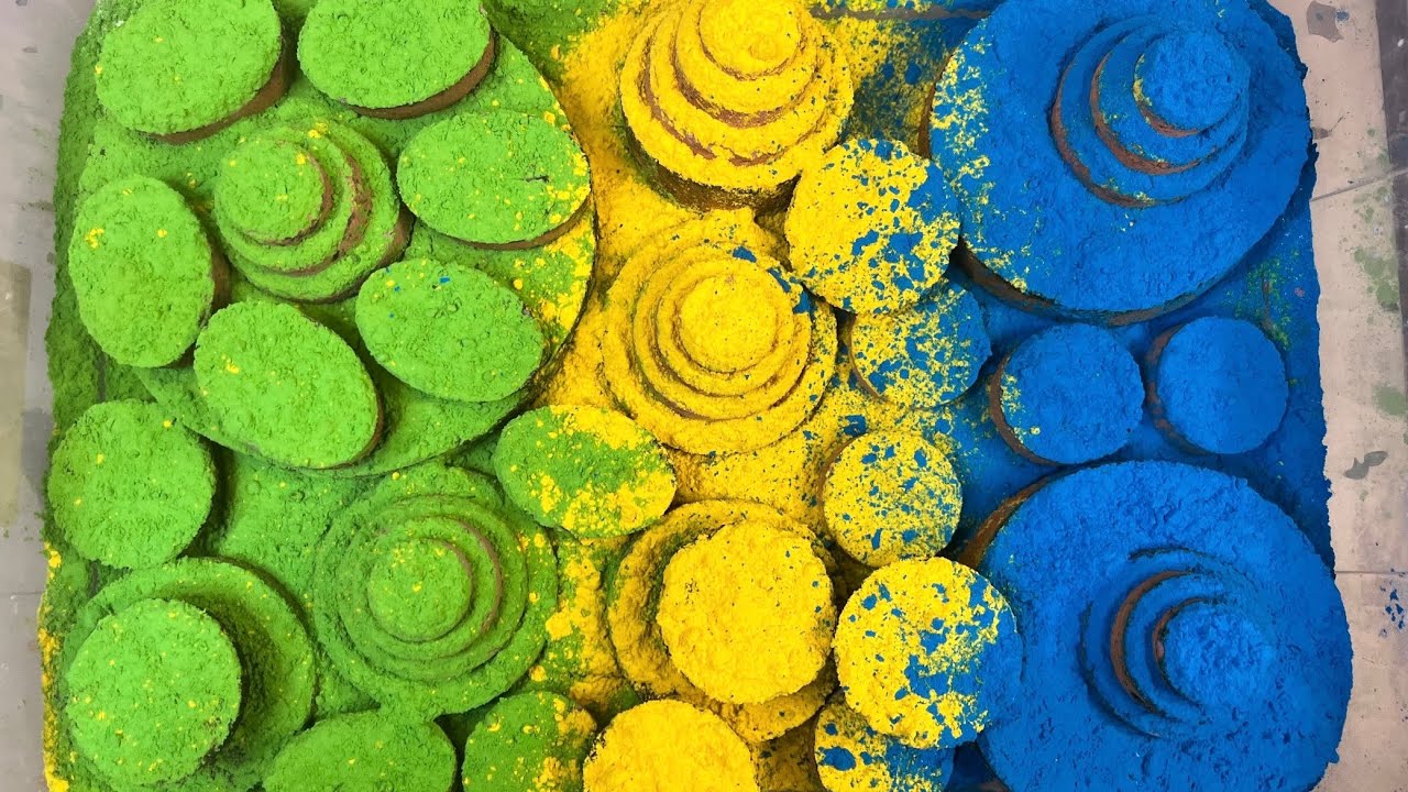 Ombré Collab 💚💛💙 W/ @Mimicrushart 💕 | Variety Of Circles | Holi Powder | ASMR | Oddly Satisfying