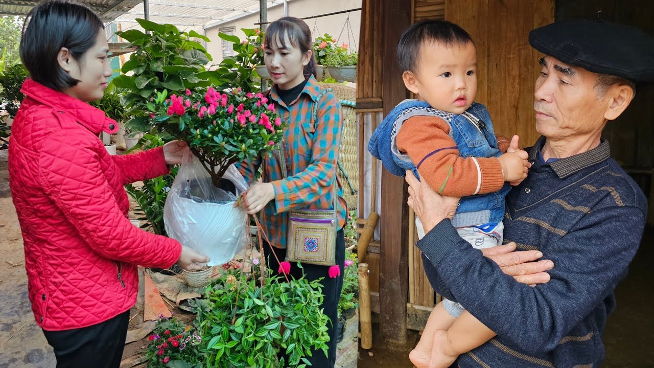 Peaceful day with grandpa: Gift when Phuc Binh comes home from the market - Rural life.