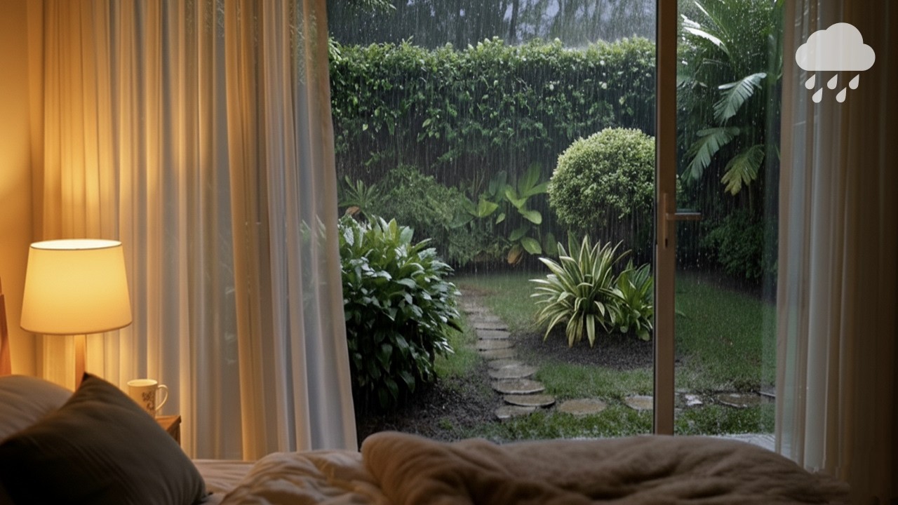 Rain Sounds in a Beautiful Garden for Sleeping & Relaxation (8 Hours)