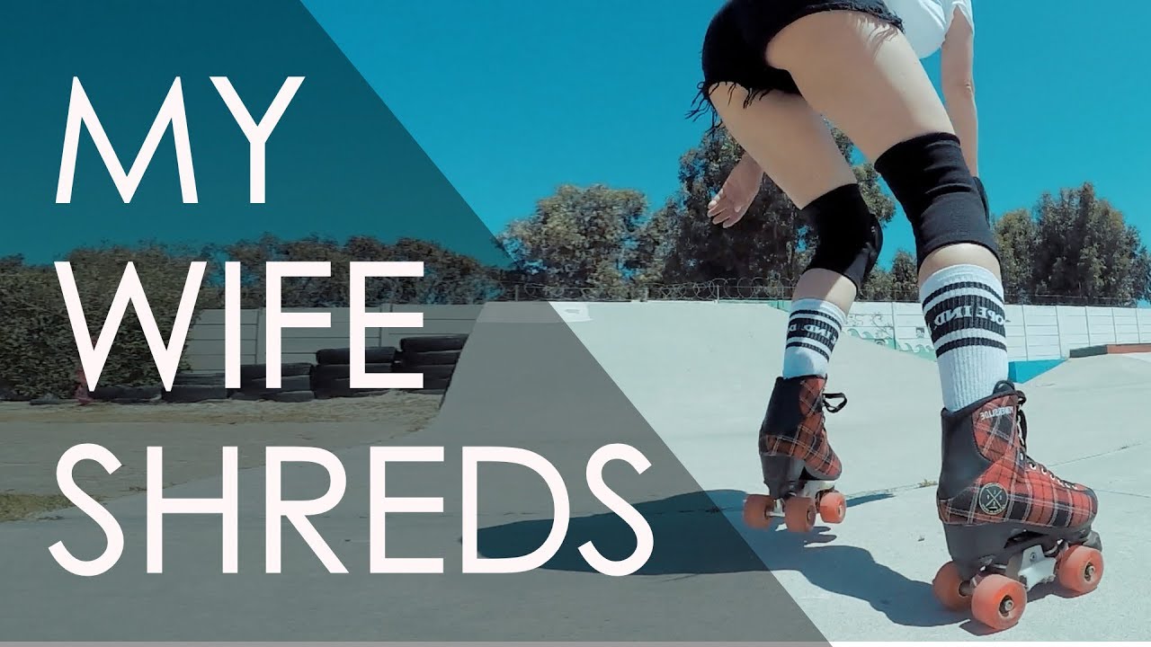 SKATE PARK SESSION WITH MY WIFE ON ROLLER SKATES // VLOG 187