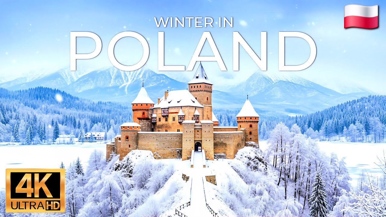 Poland Winter Wonderland 4K | Drone Tour With Relaxing Piano & Gentle Winter Wind Sound