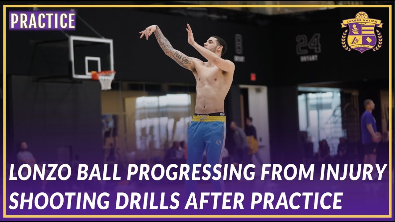 Lakers Practice: Lonzo Ball Shooting Drills After Practice, Progressing from Injury
