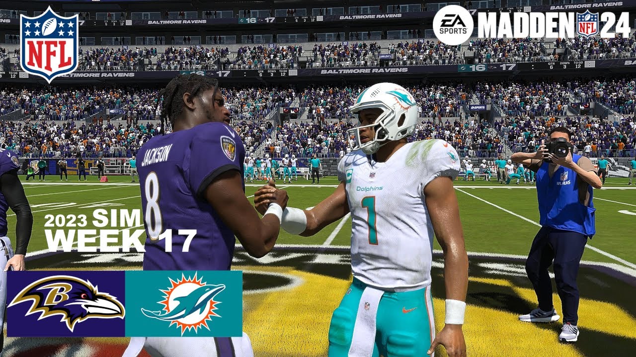 Madden 24 Miami Dolphins vs Baltimore Ravens Week 17 Full Simulation 2023 PS5 4K Game Play