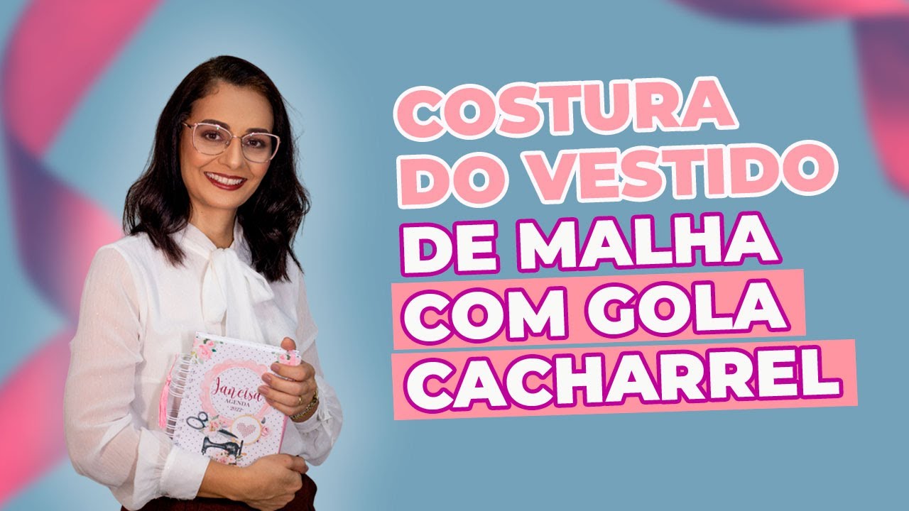 Costura do vestido de malha com Gola Cacharrel | Modelagem e Costura fácil