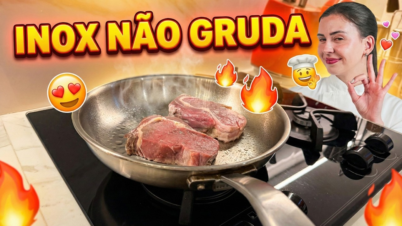 CARNE NA PANELA DE INOX SEM GRUDAR