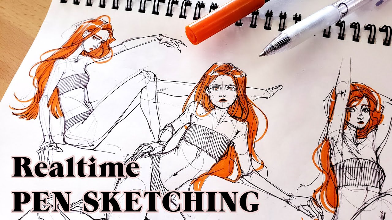 ★ Real-time Ballpoint Pen Sketchbook session // heart to heart about life
