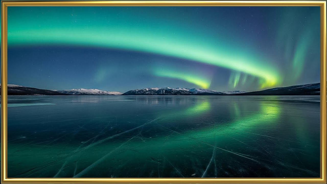 Alpine Winter in Elegant Gold Frame | Sophisticated TV Art 4K
