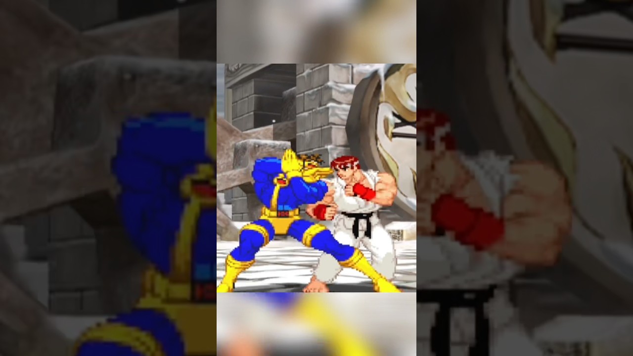 Cyclops Battles Ryu in Marvel vs. Capcom 2